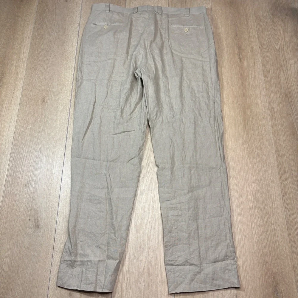 Calvin Klein Mens 100% Linen Pants Tan Beige Straight Leg 38x32 P4900048672
